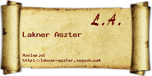 Lakner Aszter névjegykártya